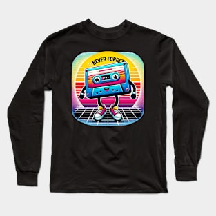 Retro Groove - 'Never Forget' Cassette Humor Long Sleeve T-Shirt